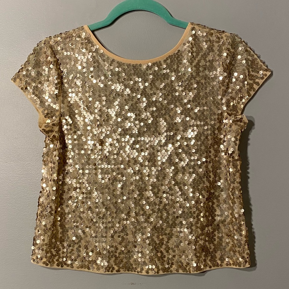 Express Gold Sequin Crop Top - XS